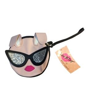 Luv Betsy By Betsy Johnson pink round bunny wristlet purse bag cat‎ eye glasses